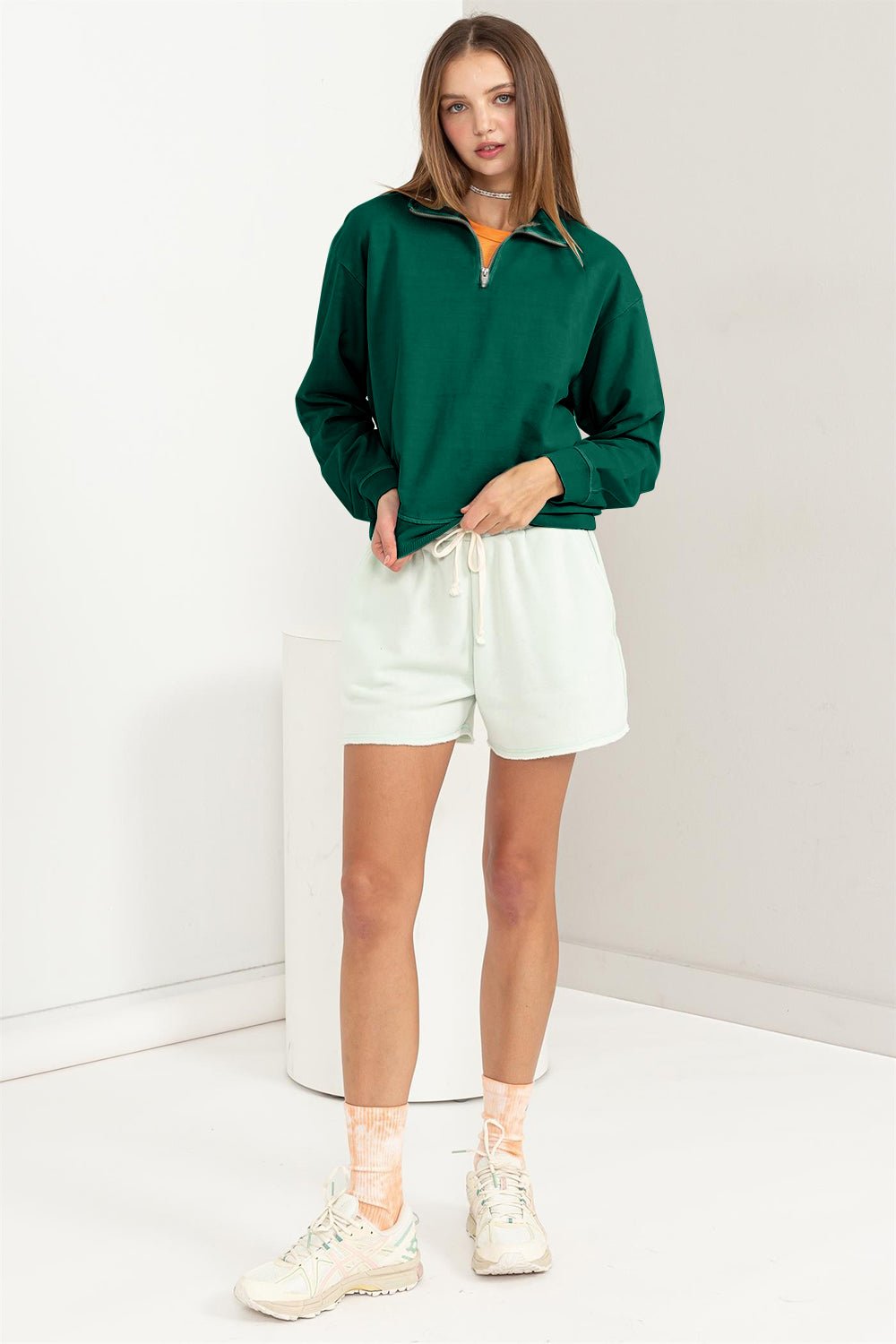 HYFVE Half Zip Drop Shoulder Sweatshirt - Otter