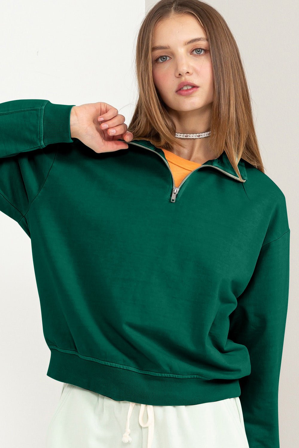 HYFVE Half Zip Drop Shoulder Sweatshirt - Otter