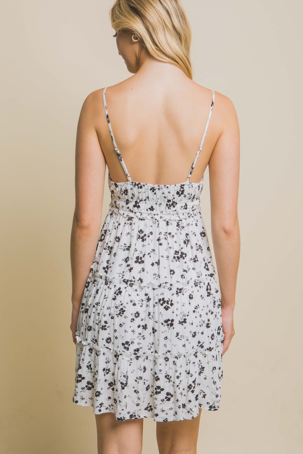 Love Tree Floral Tiered Cami Mini Dress - Otter