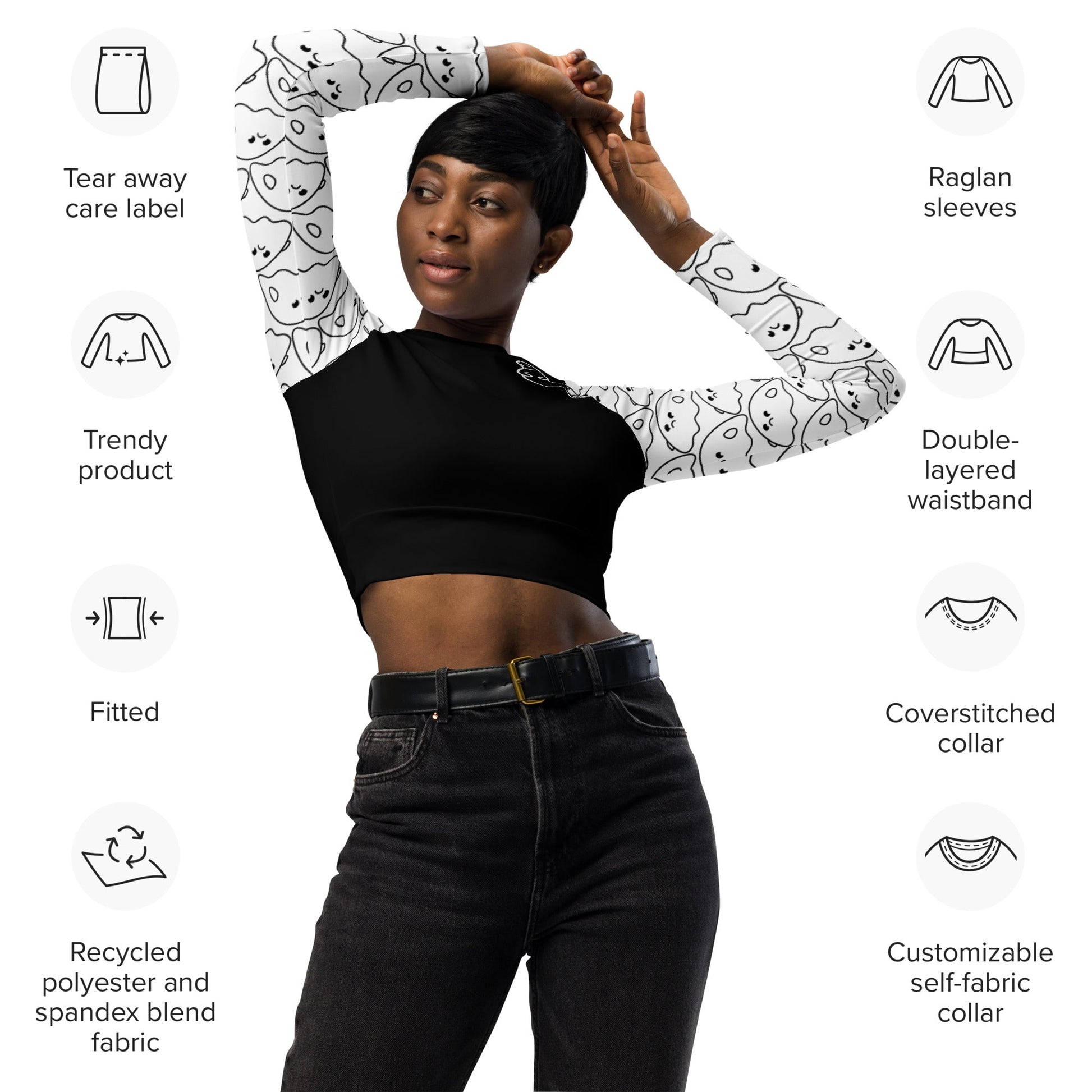 Otter Recycled long - sleeve crop top - Otter